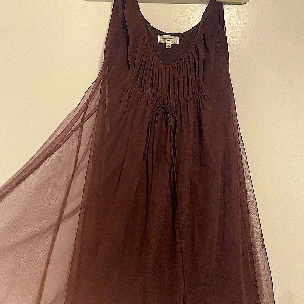 🤎 Moulinette Soeurs Flowing Layered Dress with Front Tie & Fitted Scrunch Back